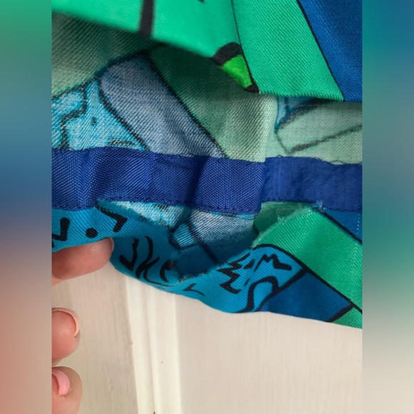 Vtg 80s Private Club Top Skirt Set Multicolor Lg Green Blue Turquoise Retro - Picture 12 of 15